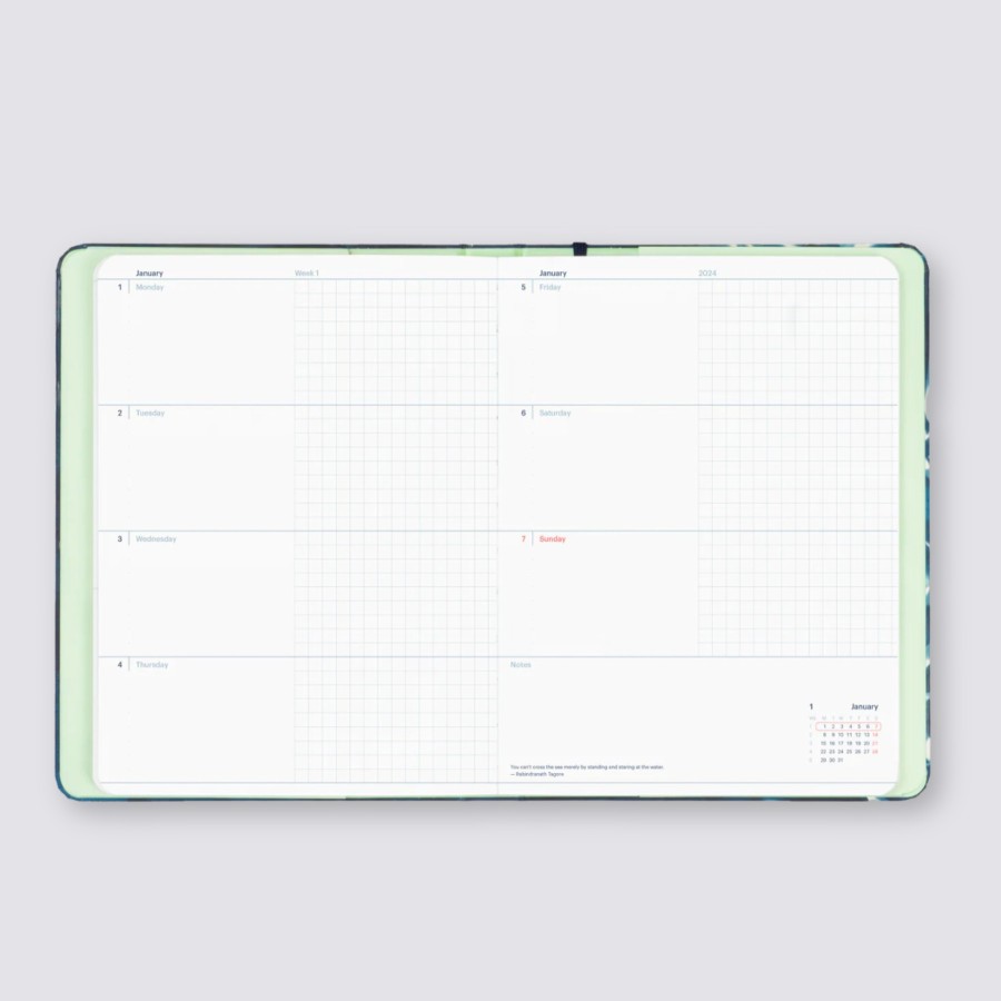 Diaries Mossery 2024 Diaries | 2024 Weekly Refillable Diary - Pastel Sky