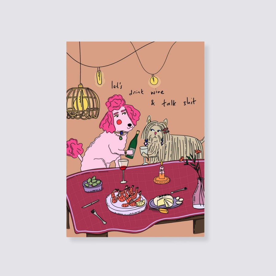 Greetings Cards Eat the Moon Birthday Cards | Let'S Drink Wine And Talk Shit