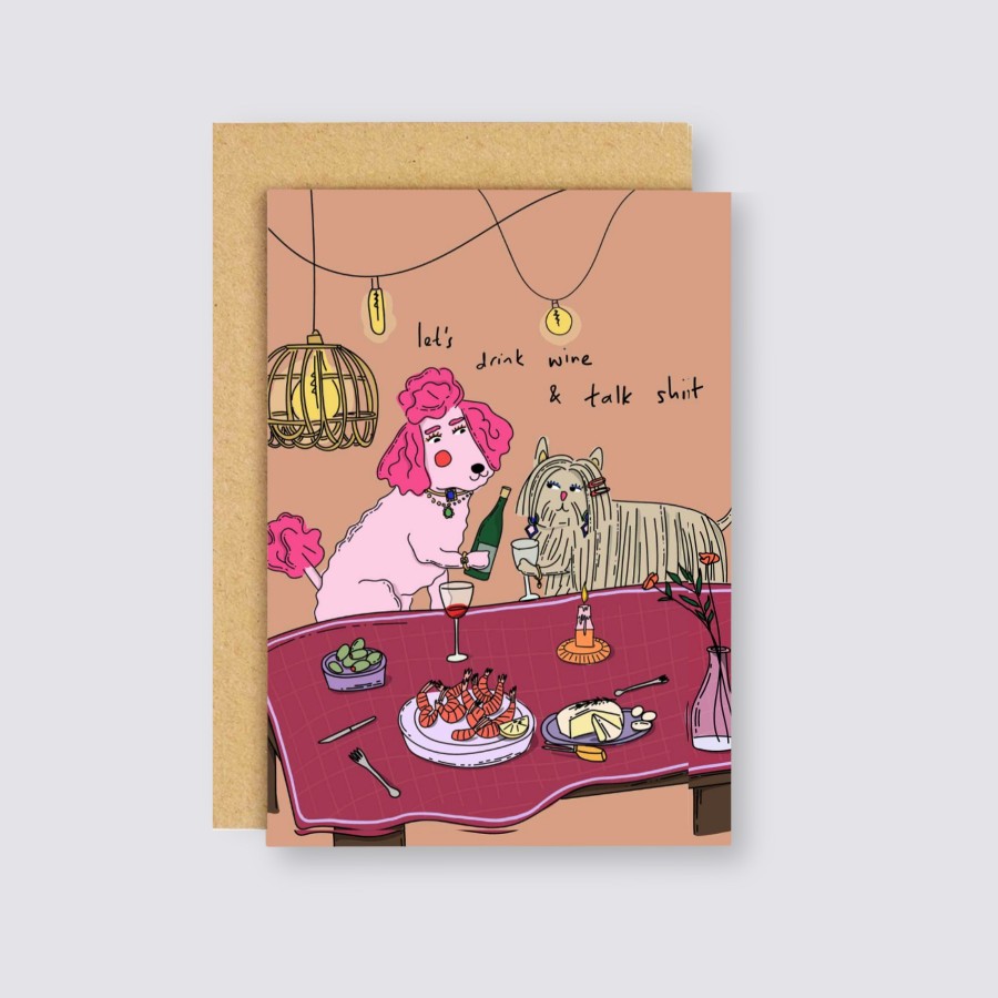 Greetings Cards Eat the Moon Birthday Cards | Let'S Drink Wine And Talk Shit