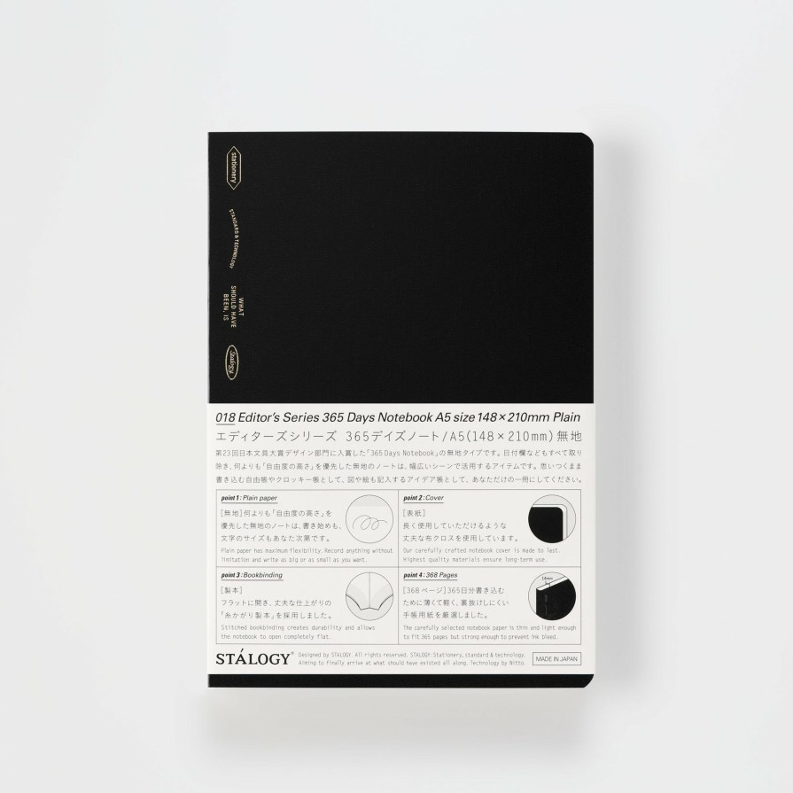 Notebooks Stalogy Plain Notebooks | 365 Days Plain Notebook - A5 / Black