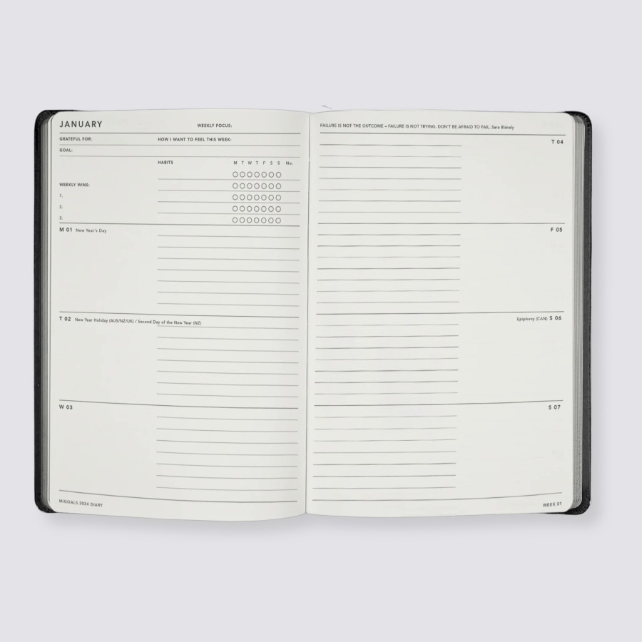 Diaries MiGoals 2024 Diaries | 2024 Weekly Spread Diary - Sand