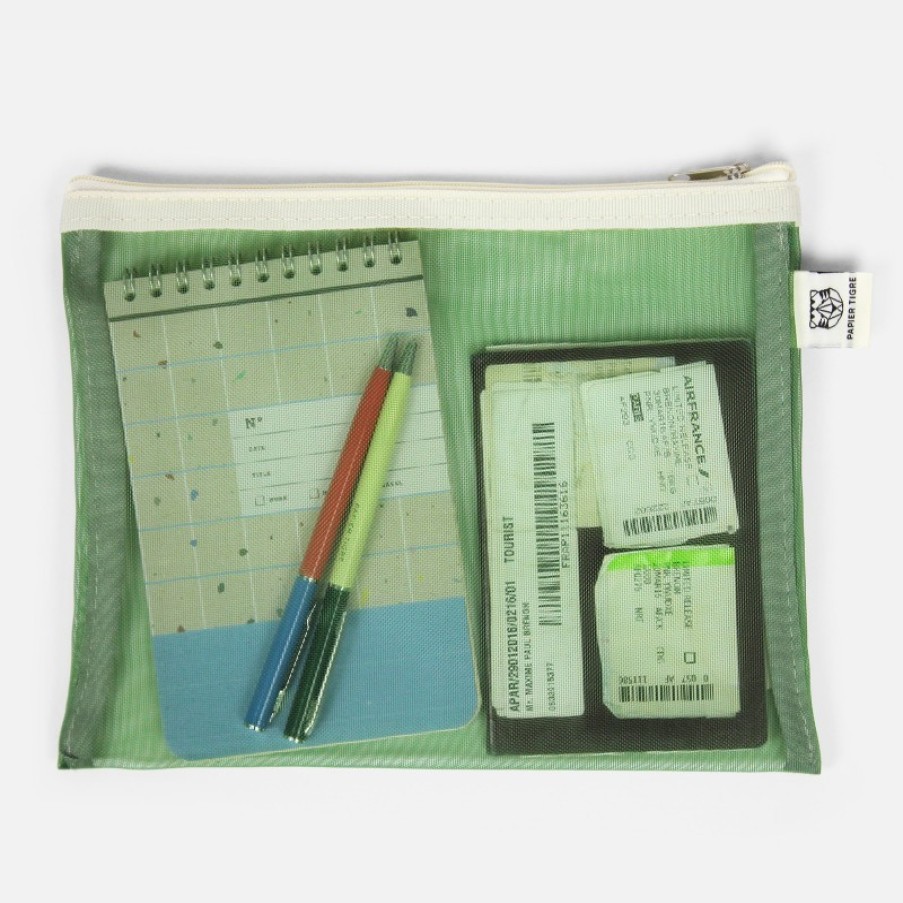 Edits Papier Tigre Papersmiths Picks | Mesh Pouch Pencil Case Medium - Green Yellow