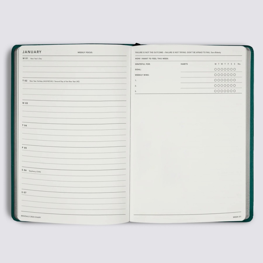 Diaries MiGoals 2024 Diaries | 2024 A5 Weekly Notes Diary - Sand