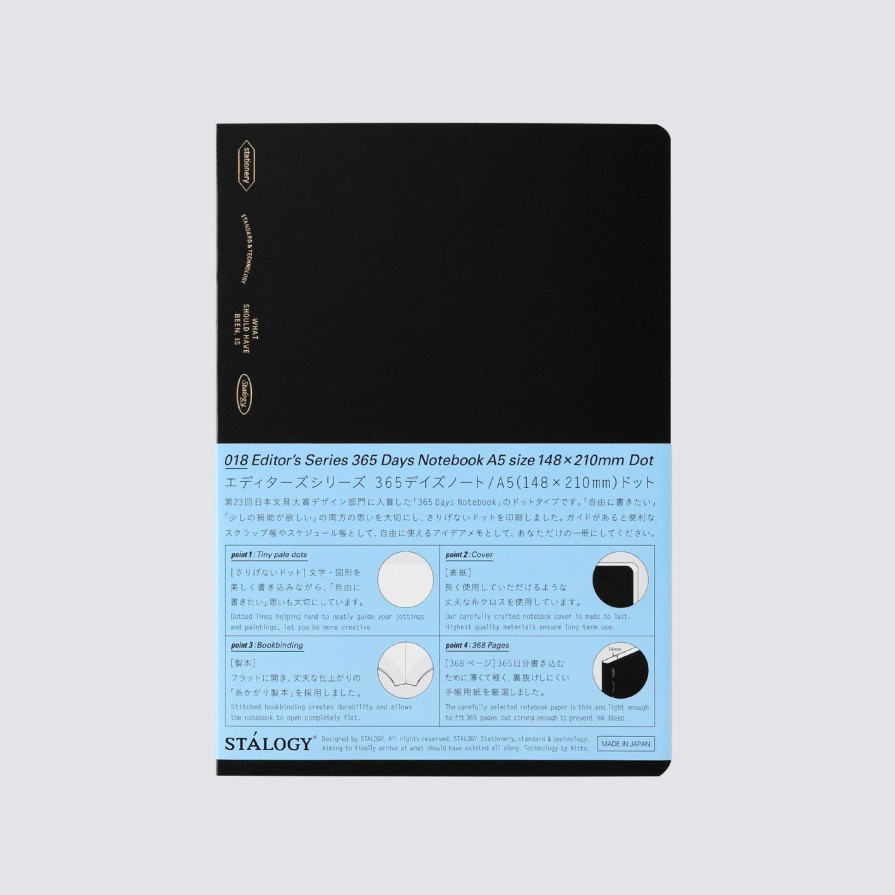 Notebooks Stalogy Softcover Notebooks | 365 Days Dot Grid Notebook - Black / A5