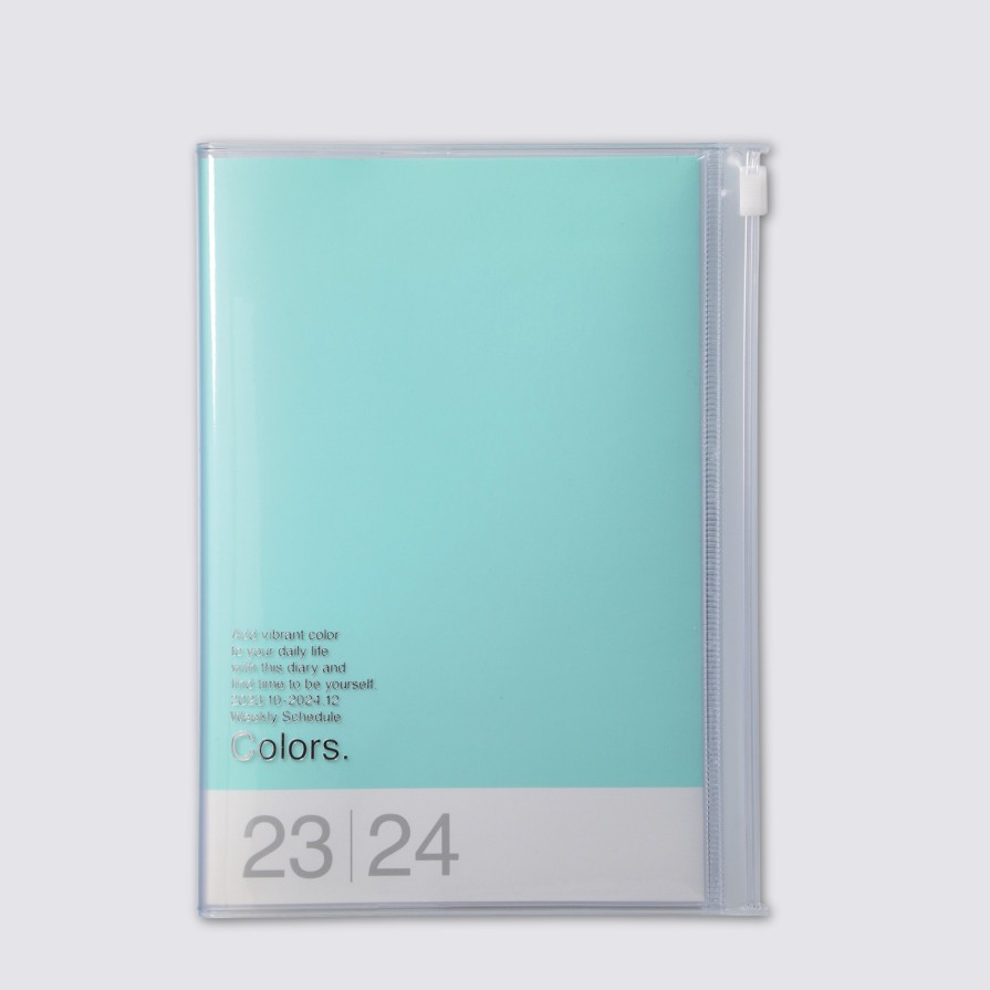 Diaries Marks All Dated Diaries | 2023 - 2024 Colors Weekly Recycled Cover Diary Mint Green - A5