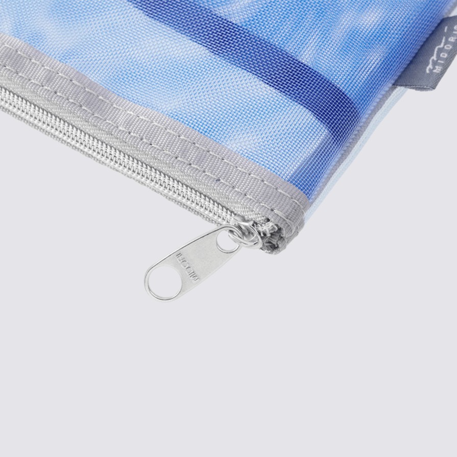 Edits Midori Papersmiths Picks | Mesh Pouch Pencil Case With Gusset - Light Blue