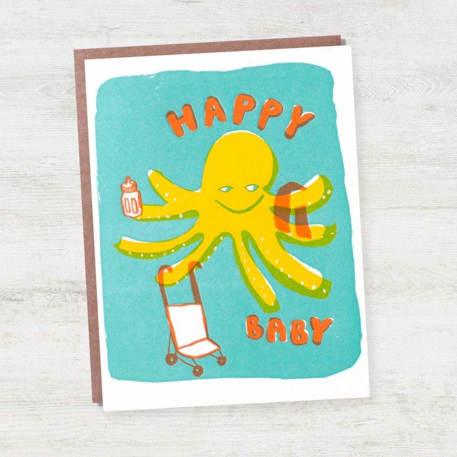 Greetings Cards Egg Press New Baby Cards | Octopus Baby