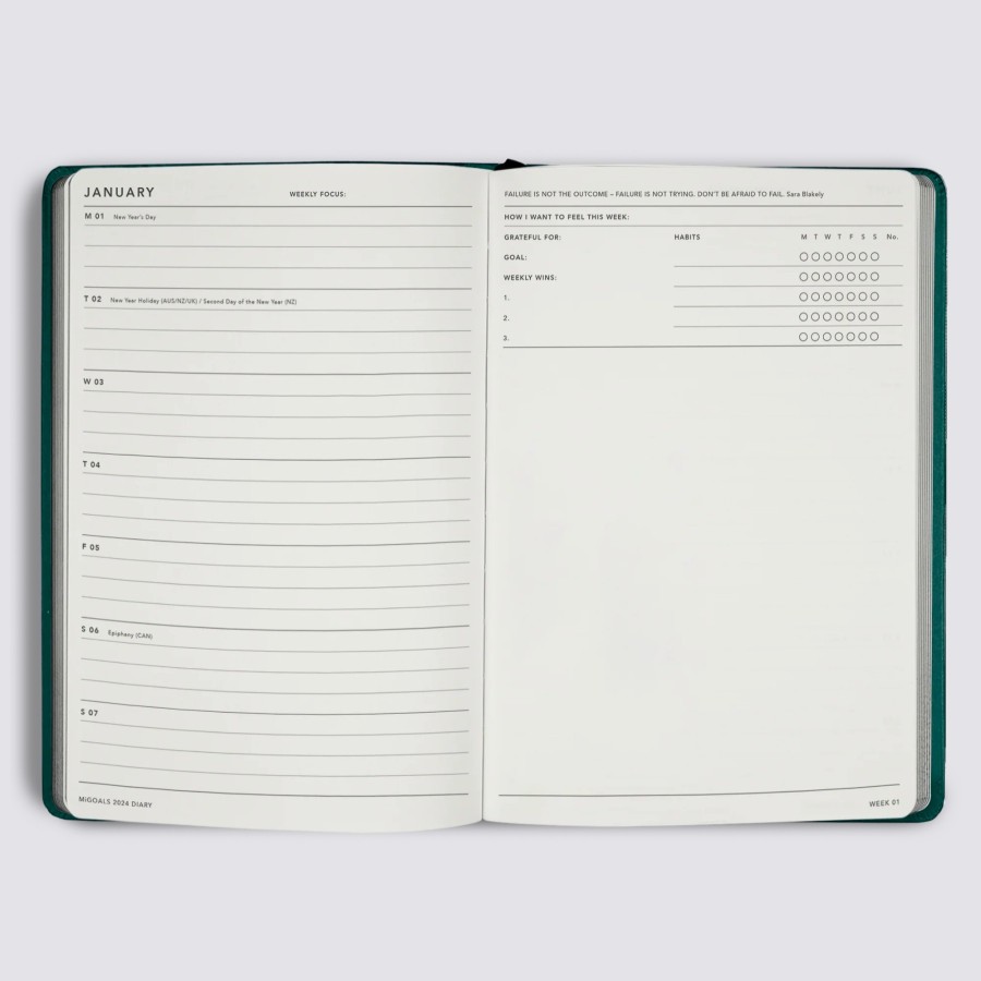 Diaries MiGoals 2024 Diaries | 2024 A5 Weekly Notes Diary - Black