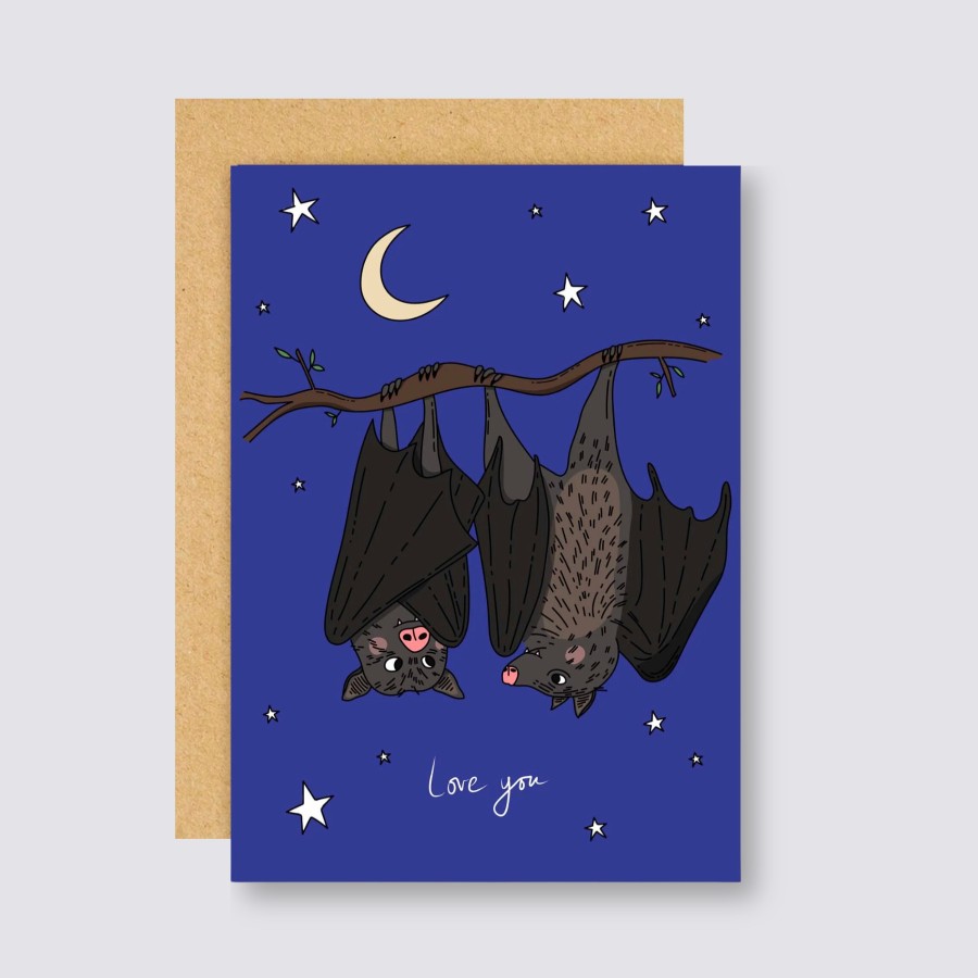 Greetings Cards Eat the Moon Anniversary Cards | Just Two Bats In Love