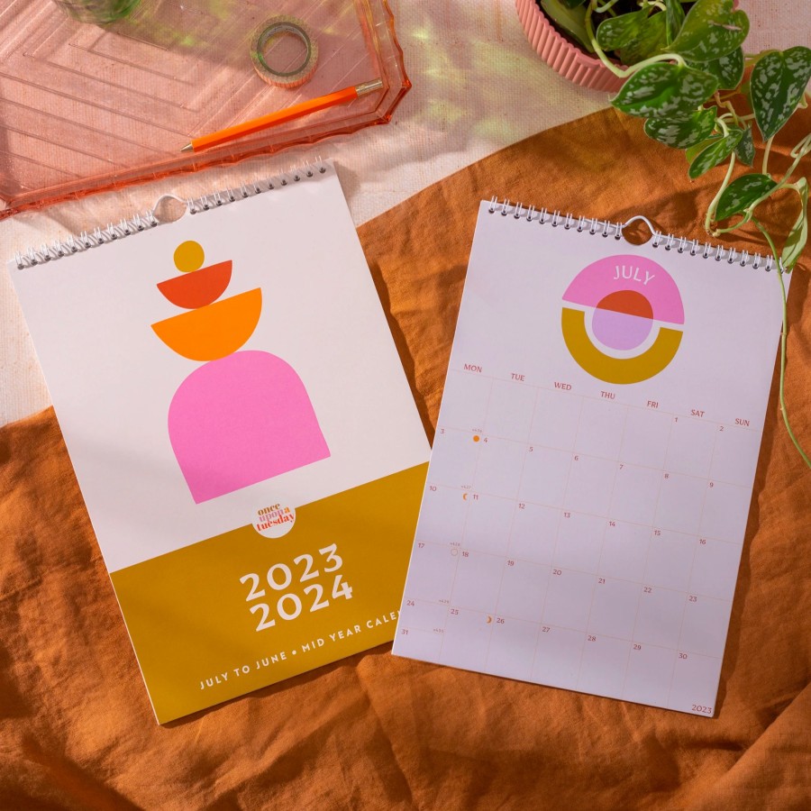 Edits Once Upon a Tuesday Sustainable Edit | Mid Year 2023-2024 Rainbow Shapes Wall Calendar