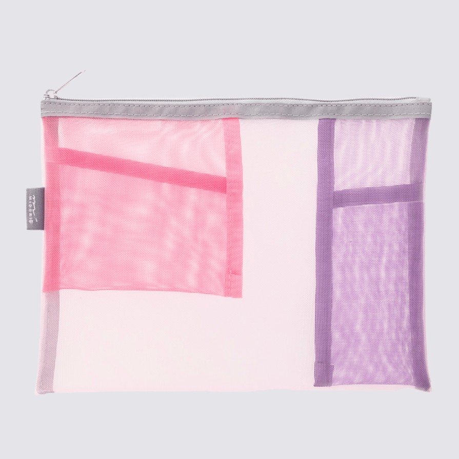 Stationery Midori Pencil Cases | Mesh Pouch - Pink