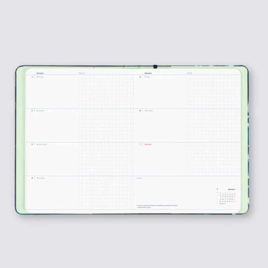 Diaries Mossery 2024 Diaries | 2024 Refillable Dated Diary - Plain Navy