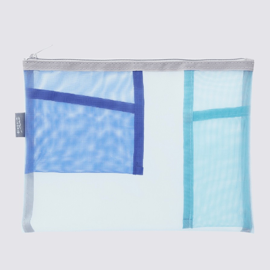 Stationery Midori Pencil Cases | Mesh Pouch - Light Blue