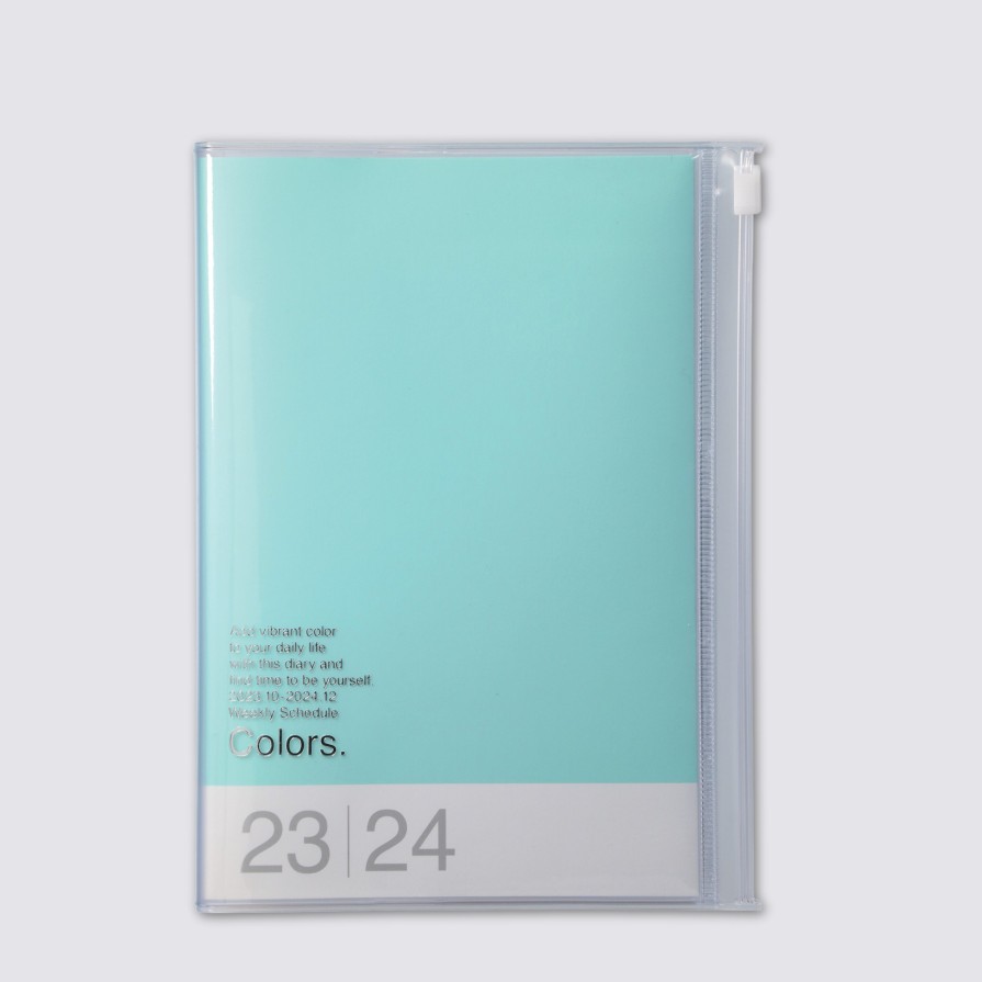 Diaries Marks Mid-Year & Academic Diaries | 2023 - 2024 Colors Weekly Recycled Cover Diary Mint Green - A5