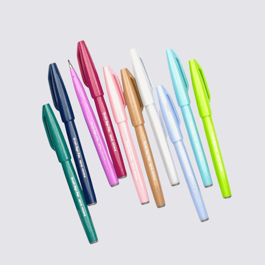 Stationery Pentel Pen Sets | Brush Sign Pen - Set Of 10 Pastel