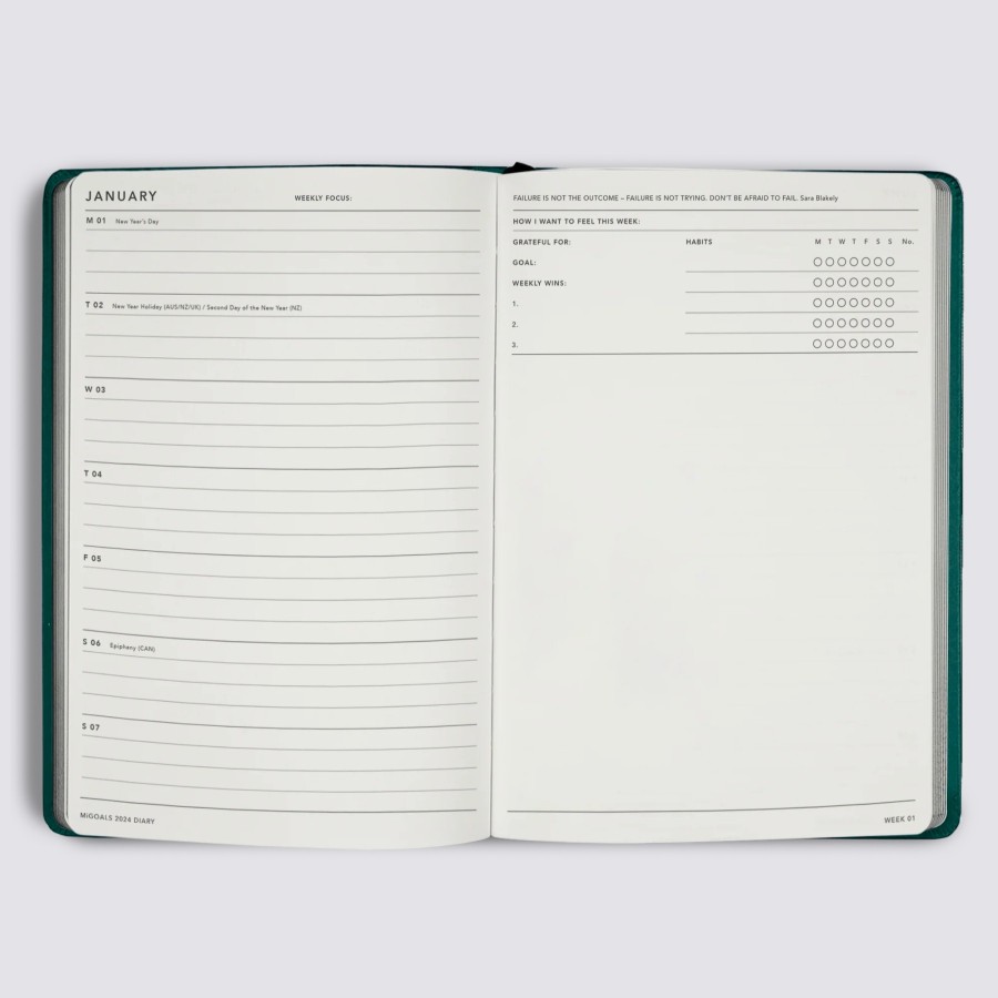 Diaries MiGoals All Dated Diaries | 2024 A5 Weekly Notes Diary - Sand