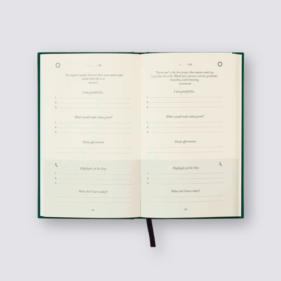 Diaries Intelligent Change Purpose & Goal Journals | Five Minute Journal - Green