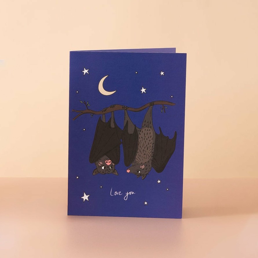 Greetings Cards Eat the Moon Valentine'S Day Cards | Just Two Bats In Love