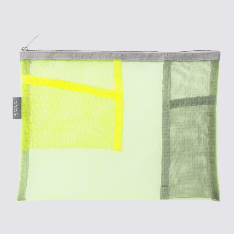 Stationery Midori Pencil Cases | Mesh Pouch - Yellow Green