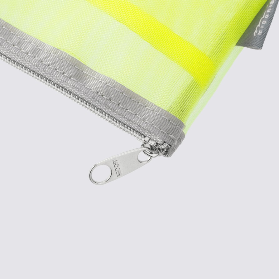 Stationery Midori Pencil Cases | Mesh Pouch - Yellow Green